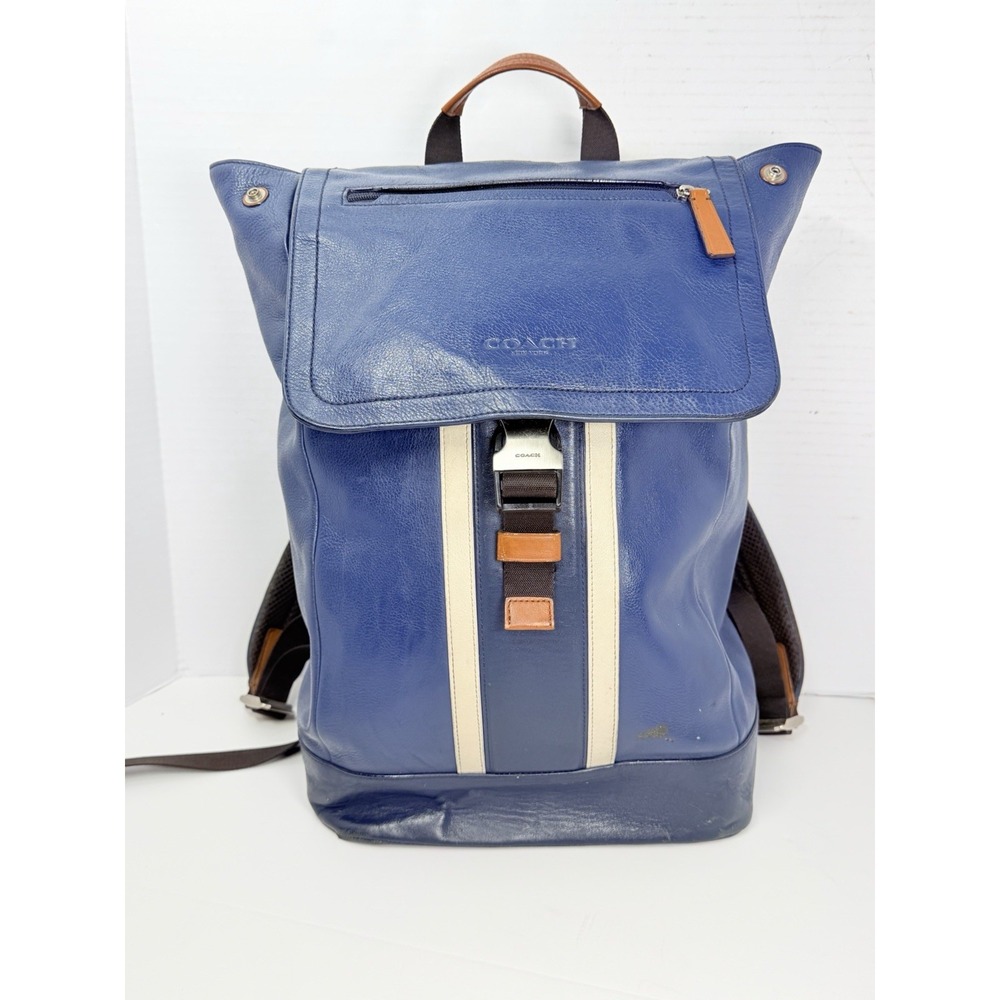 Coach F71350 Heritage Sport Leather Backpack Navy Ivory Saddle